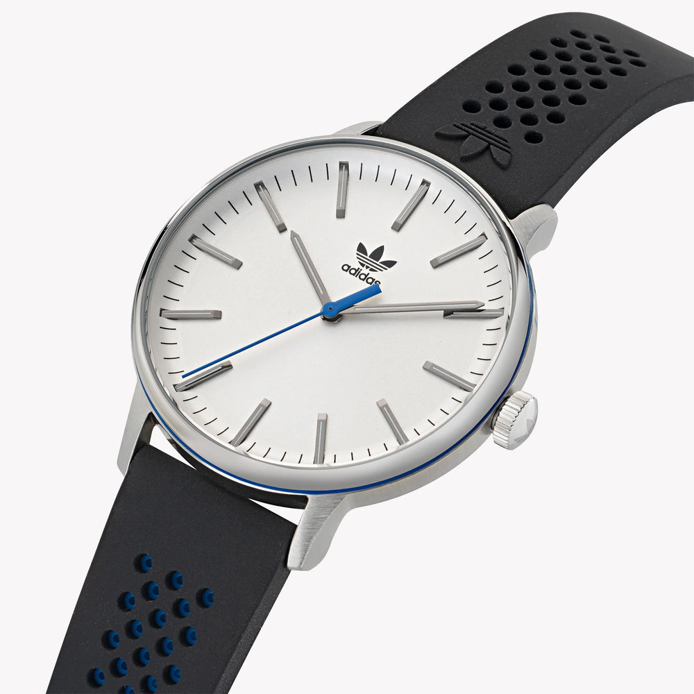 Adidas Unisex Silver Stainless Steel & Black Silicone Watch Aosy22021