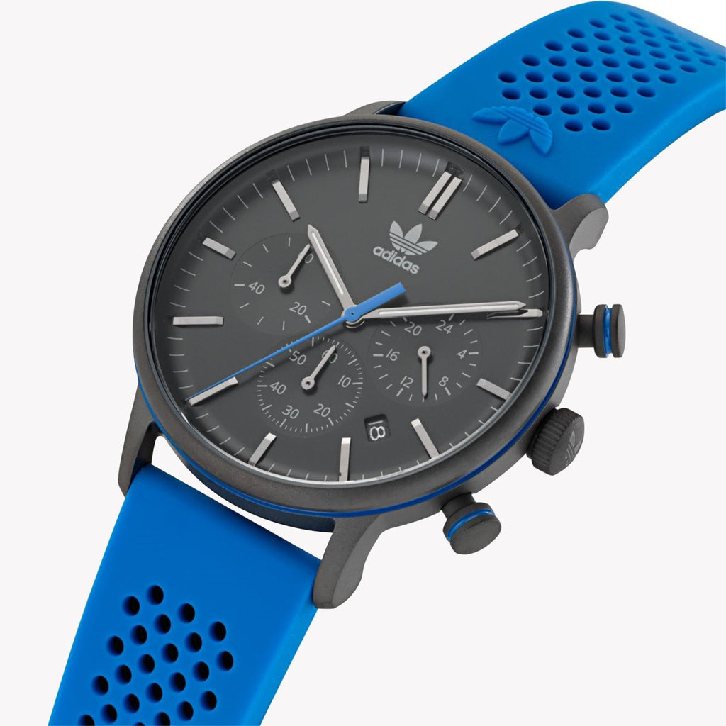 Adidas Women's Black Stainless Steel & Blue Silicone Watch | Aosy22015