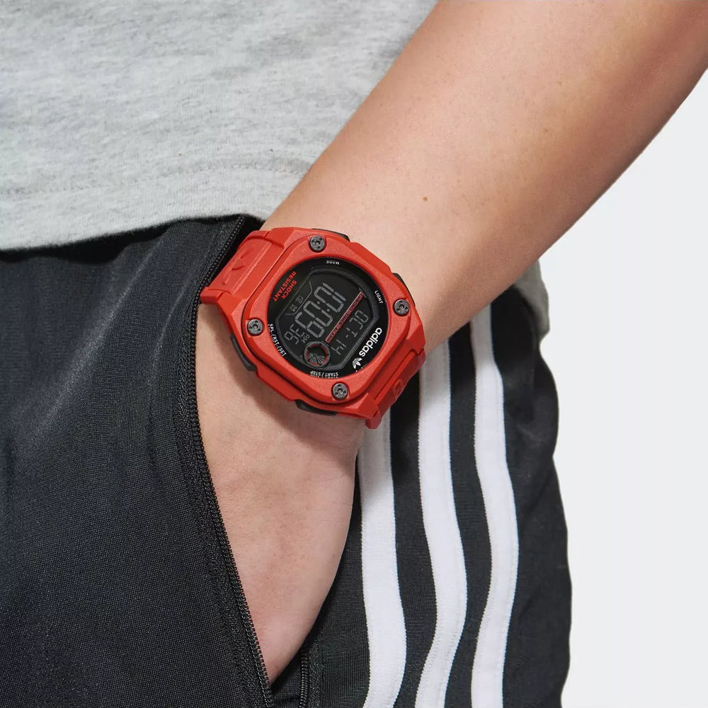 Adidas Unisex Red Silicone Digital Watch | Aost23063 by i-watch