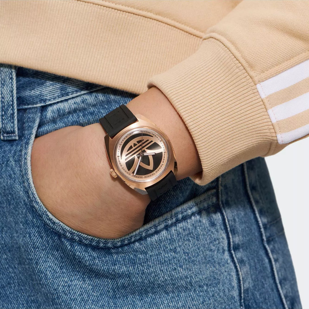 Adidas Unisex Black & Rose Gold Silicone Watch | Aofh23013