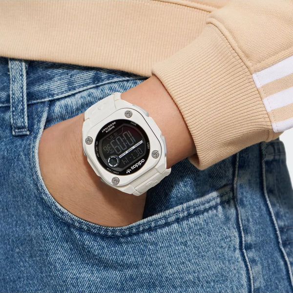 Adidas Unisex White Silicone Digital Watch | Aost23062 by i-watch