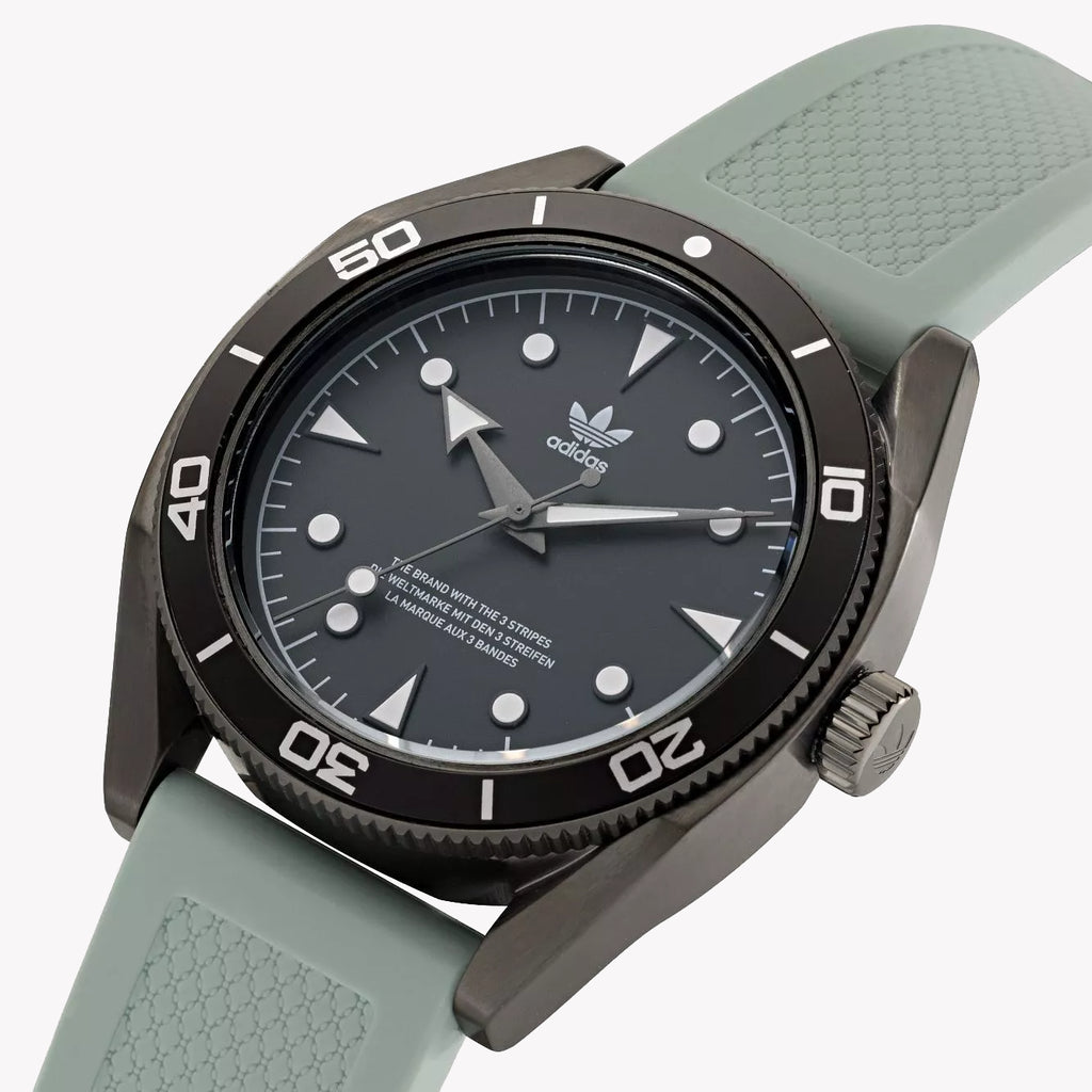 Adidas Unisex Black Stainless Steel & Green Rubber Watch | Aofh22001