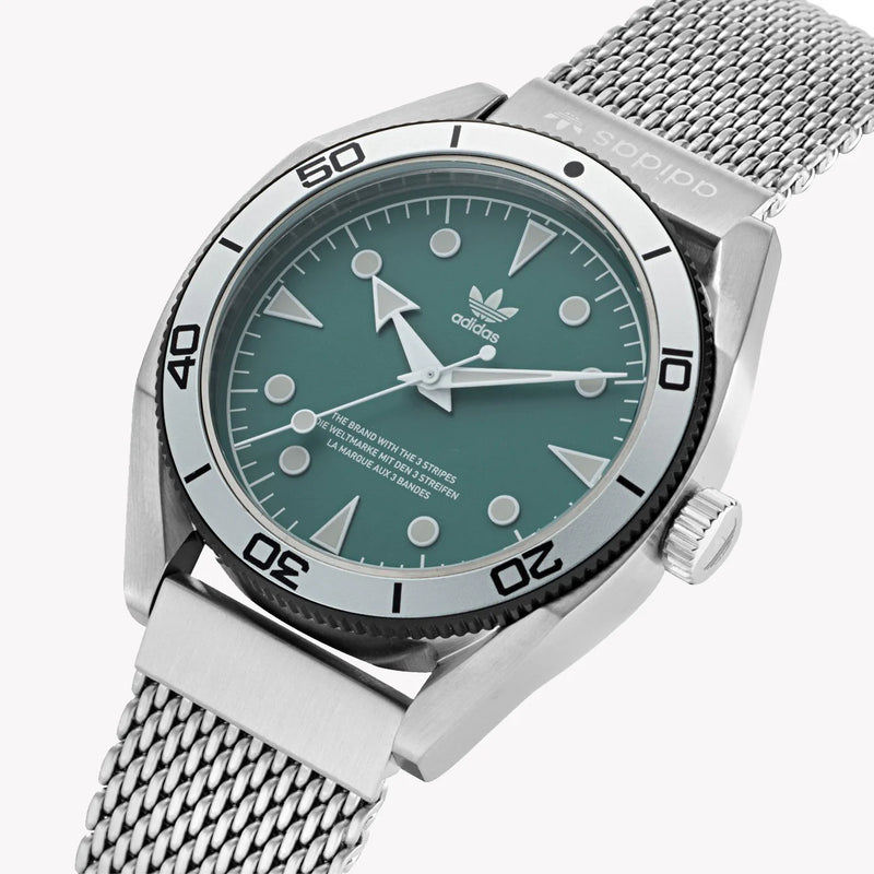 Adidas Men's Silver Stainless Steel Watch, Green Dial | Aofh22005 by i-watch