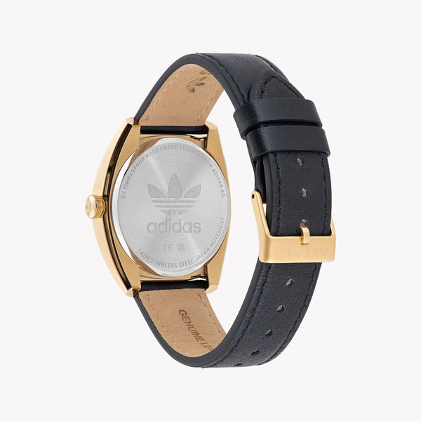 Adidas Unisex Black Leather & Gold Stainless Steel Watch | Aofh22512