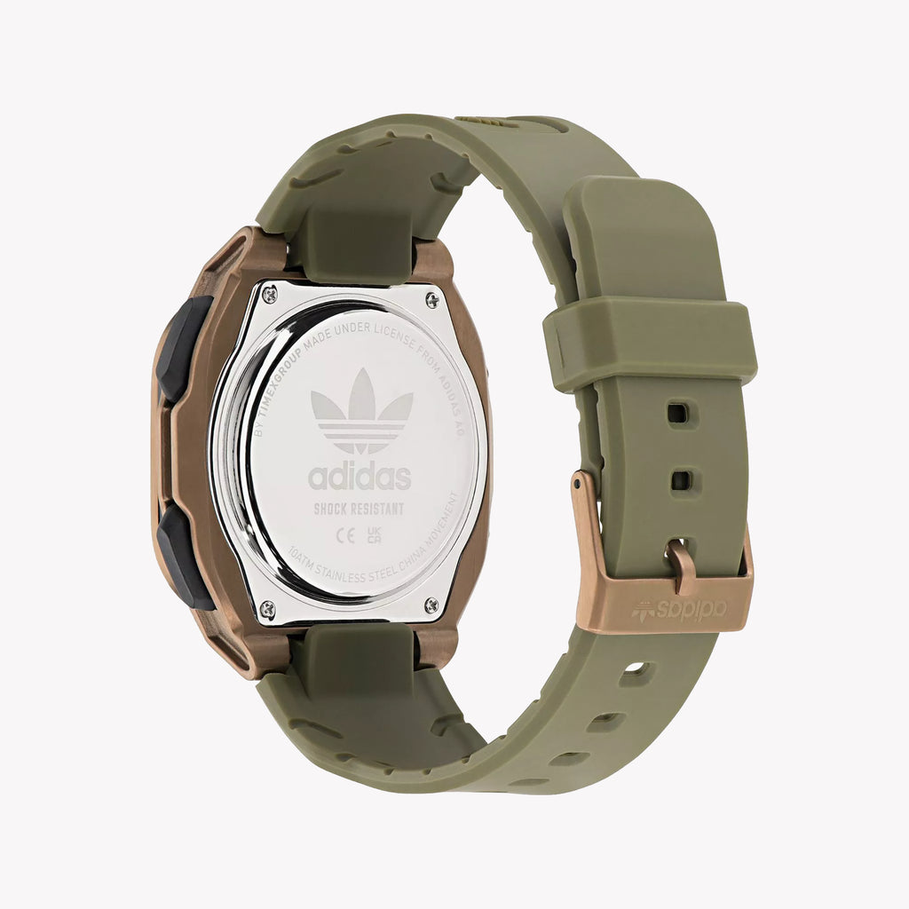 Adidas Unisex Stainless Steel/Rose Gold, Rubber/Green | Aofh23502