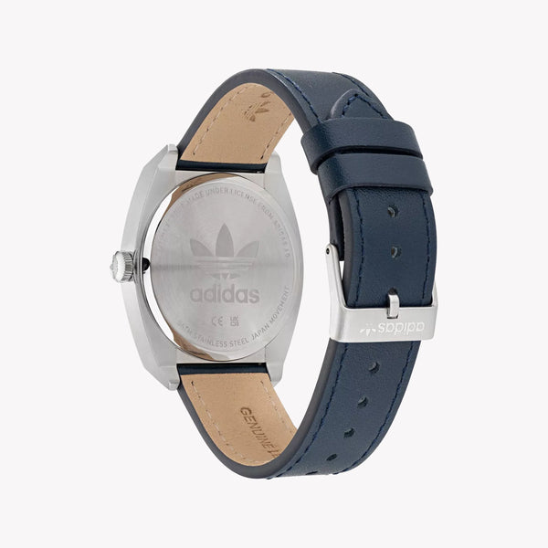 Adidas Unisex Silver Stainless Steel & Navy Blue Leather Watch | Aosy22030