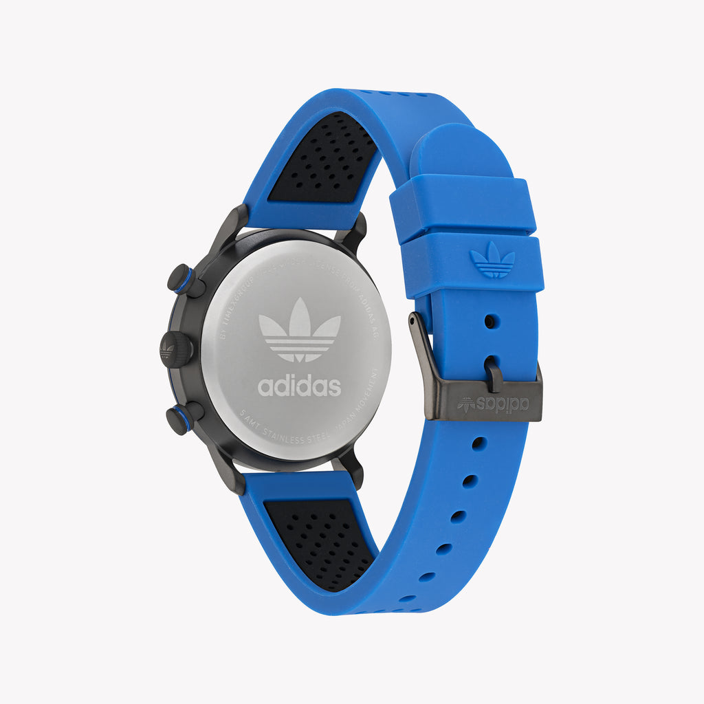 Adidas Women's Black Stainless Steel & Blue Silicone Watch | Aosy22015