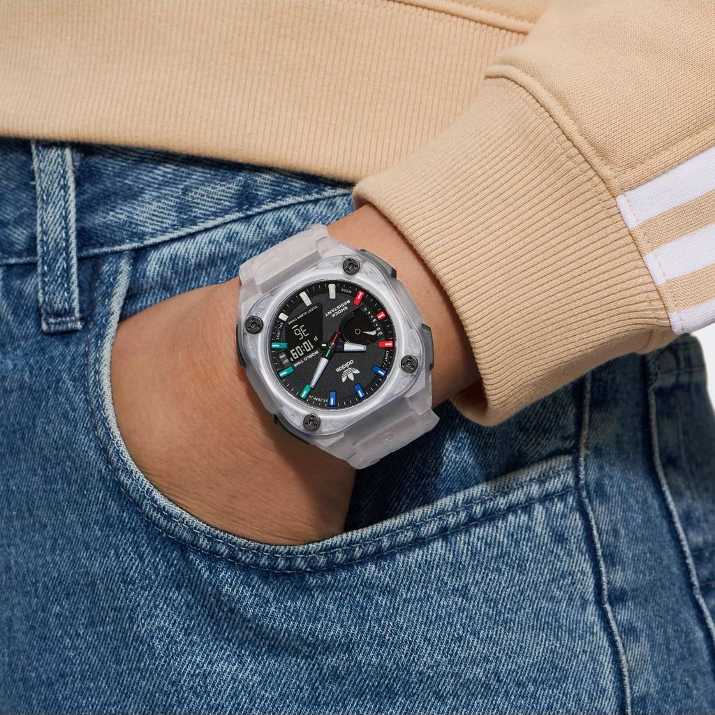 Adidas Unisex Transparent Silicone Watch, Black Dial | Aost23057