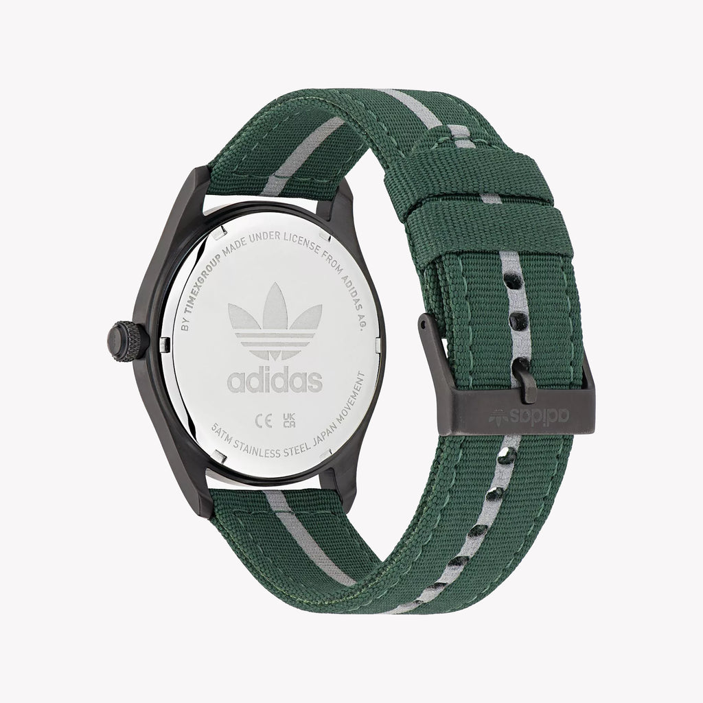 Adidas Men's Black Stainless Steel & Green Fabric Watch | Aosy23042