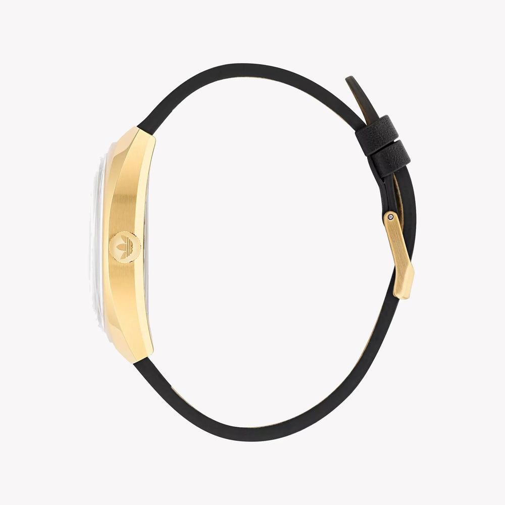 Adidas Unisex Black Leather & Gold Stainless Steel Watch | Aofh22512 by i-watch