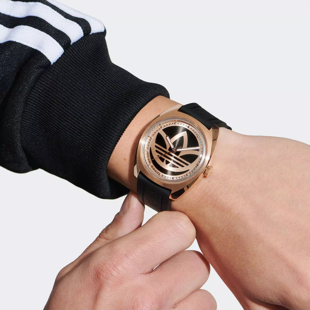 Adidas Unisex Black & Rose Gold Silicone Watch | Aofh23013
