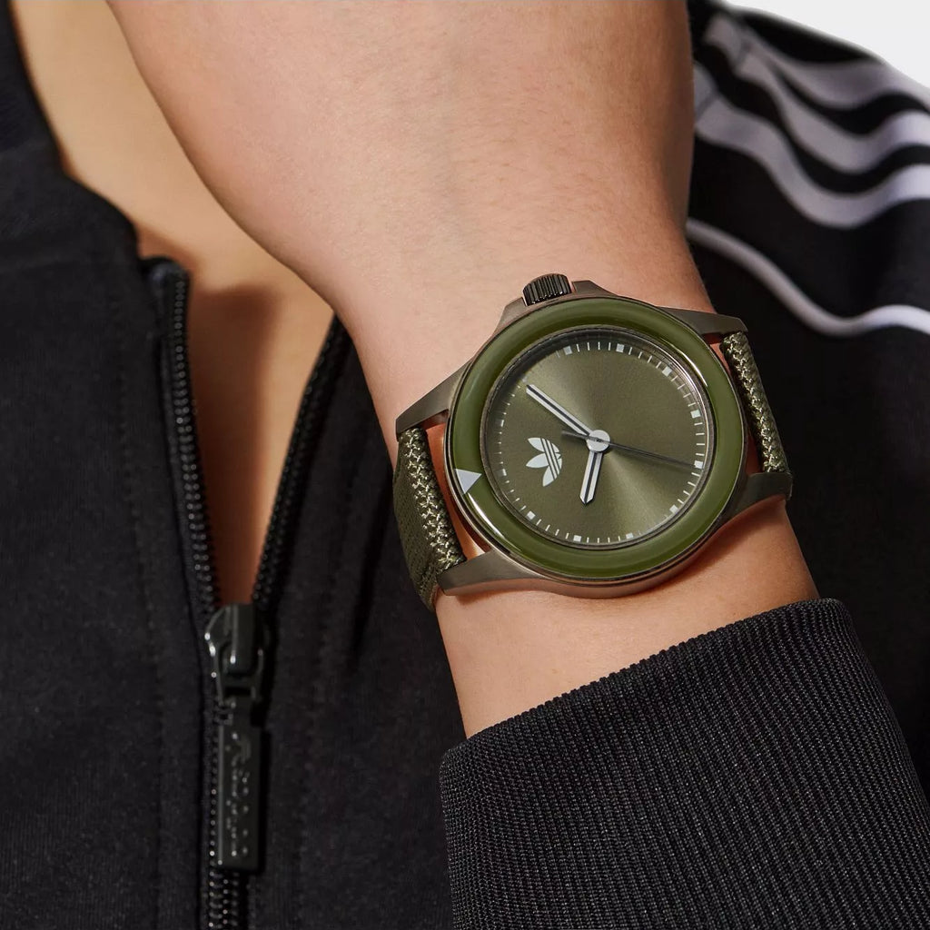 Adidas Unisex Green Fabric & Stainless Steel Watch | Aofh23017