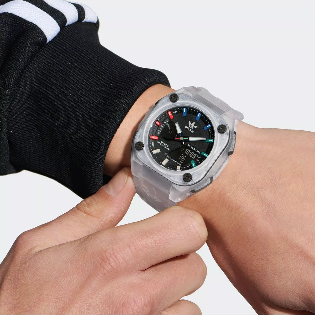Adidas Unisex Transparent Silicone Watch, Black Dial | Aost23057