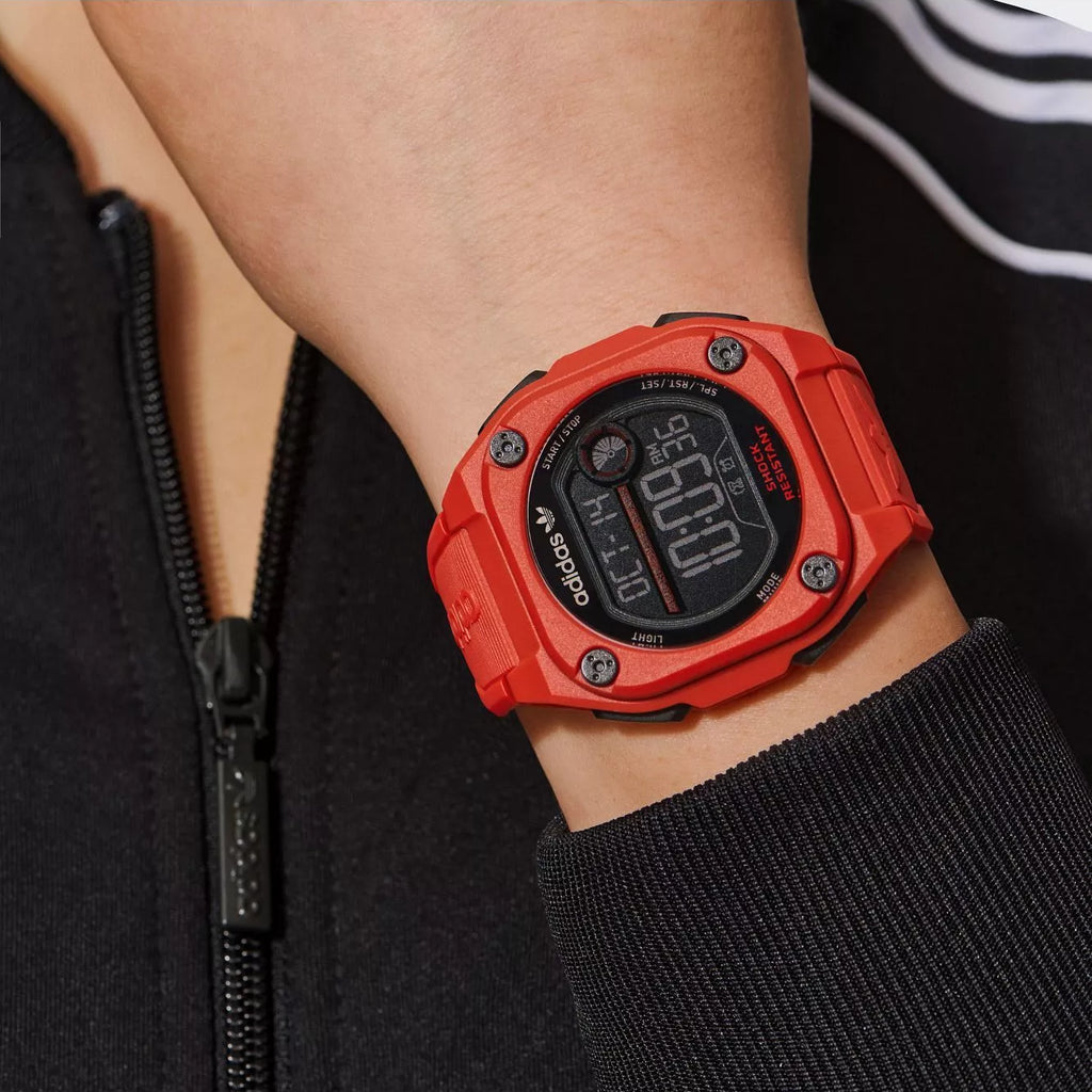 Adidas Unisex Red Silicone Digital Watch | Aost23063
