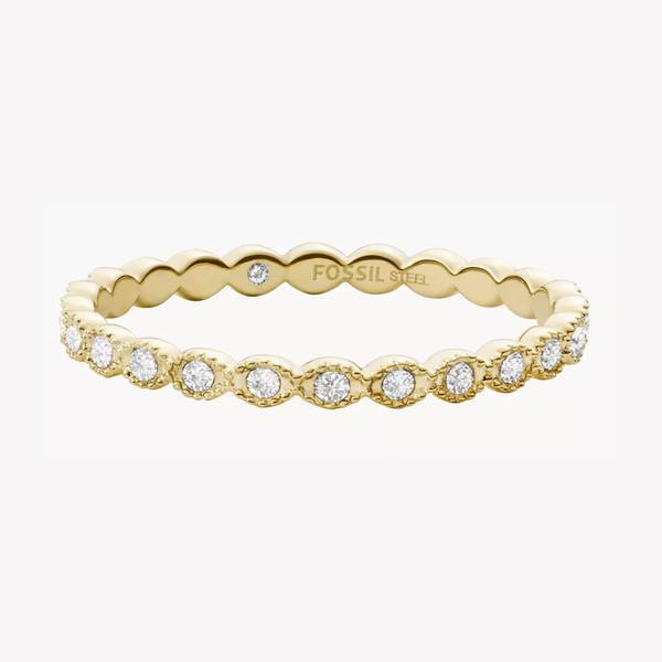 Fossil Women's Gold-Tone Ring, Crystal Accents | JF03749710502