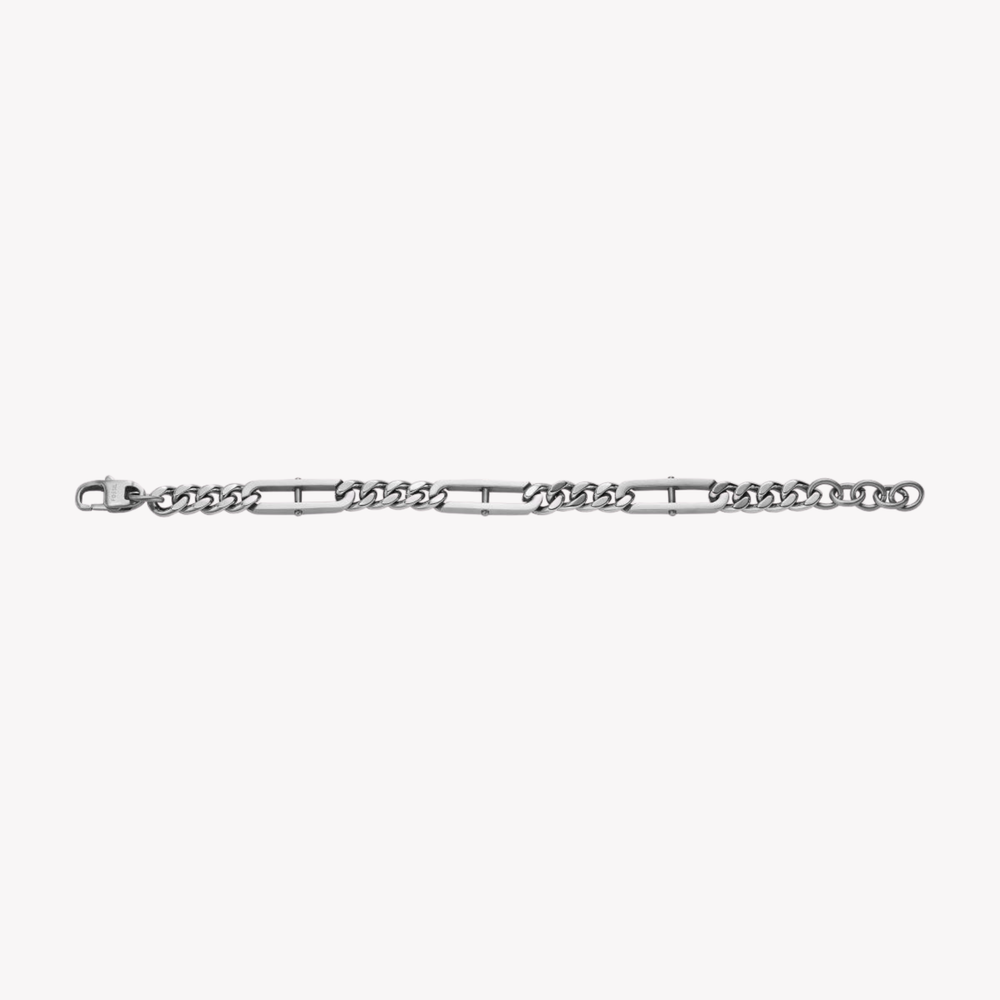 Fossil Men's Silver-Tone Chain Bracelet, Heritage D-Link | JF04342040