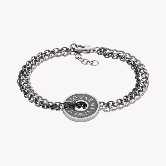 Emporio Armani Men's Silver & Gunmetal Bracelet, Chain Link | EGS3094040