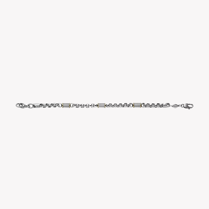 Fossil Men's Silver & Gold Bracelet, Machine Knurled Texture | JF04138998