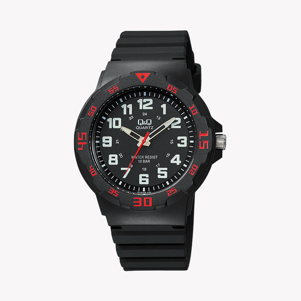 Q&Q Men's Black Men's Watch, Black Dial | VR18J006Y