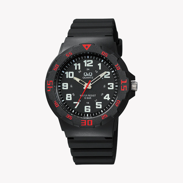 Q&Q Men's Black Men's Watch, Black Dial | VR18J006Y