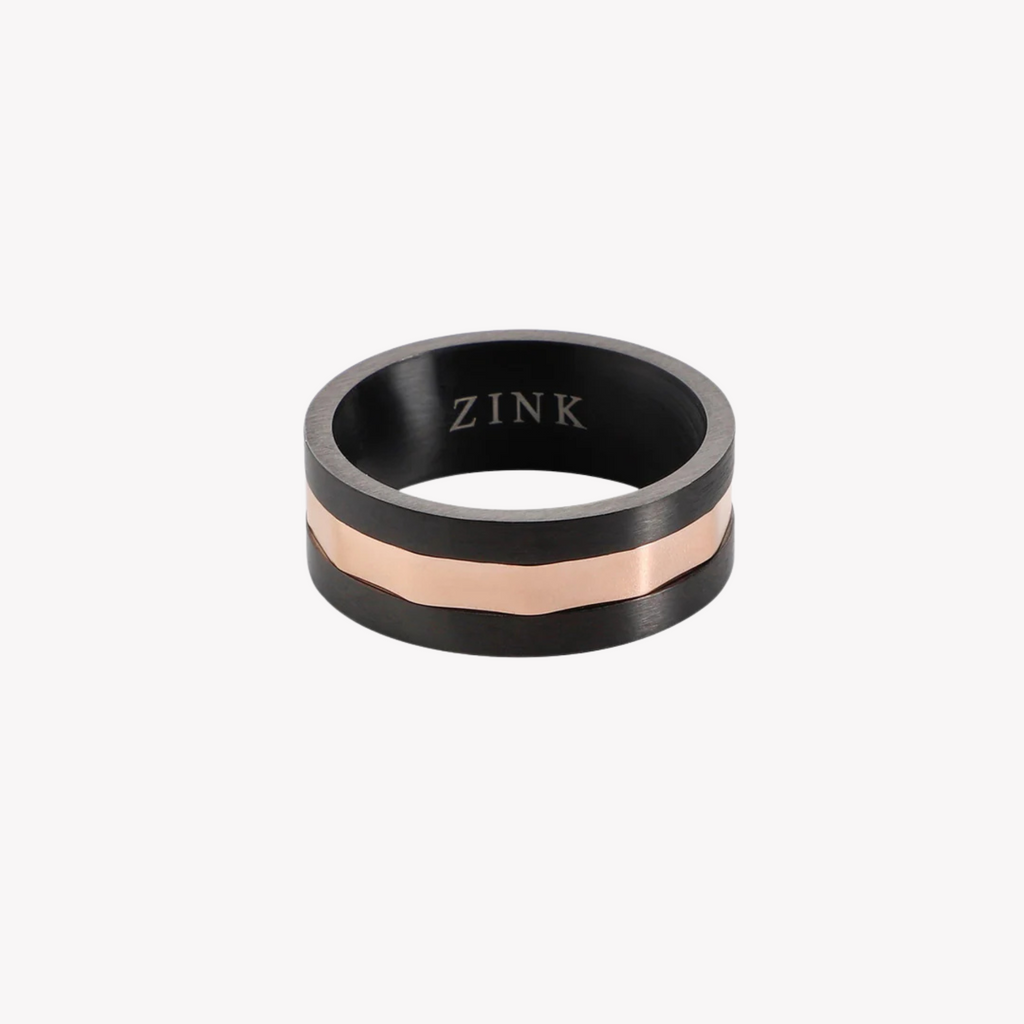 Zink Men's Stainless Steel Black & Rose Gold Ring | Zjrg037rg