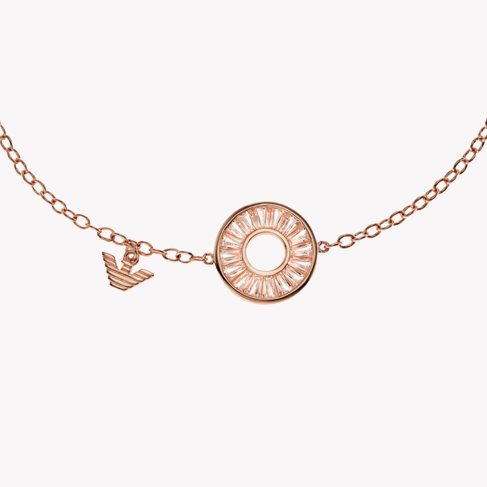 Emporio Armani Women's Rose Gold Bracelet, Sterling Silver ID Plaque | EG3458221