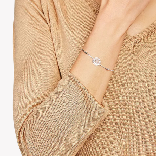 Fossil Women's Silver & Rose Gold Bracelet, Abstract Cutout Charm with Glitz Accents | JFS00487998