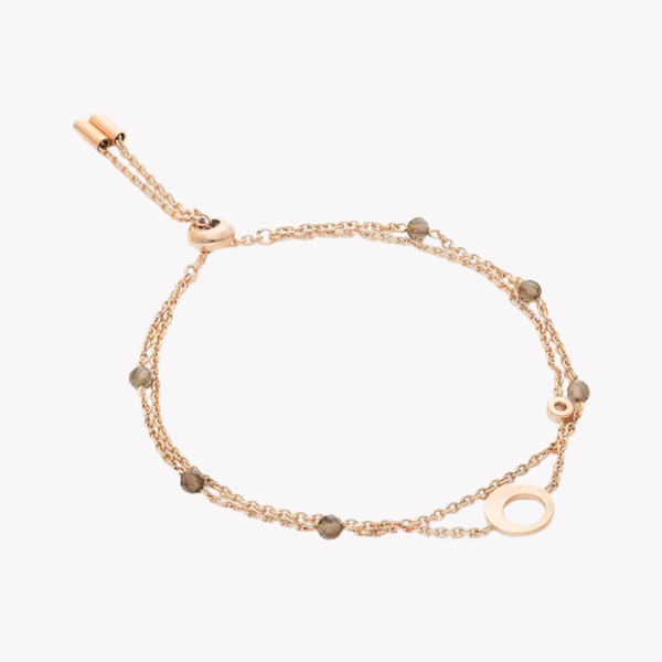Fossil Women's Rose Gold-Tone Bracelet, Hammered Accent with Smoky Quartz | JF03549791