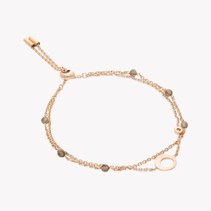 Fossil Women's Rose Gold-Tone Bracelet, Hammered Accent with Smoky Quartz | JF03549791
