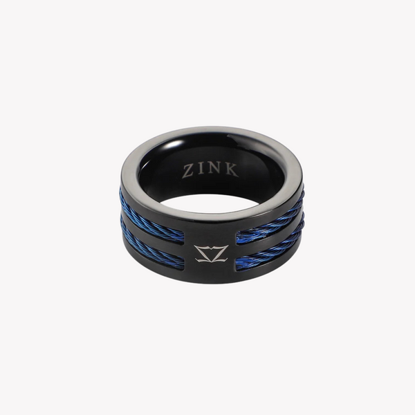Zink Men's Black & Blue Stainless Steel Ring | Zjrg040bl