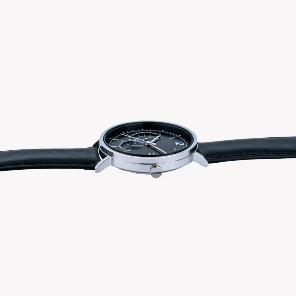 Pierre Cardin Men's Black Leather Watch, Silver Case | Cbn.3019 by i-watch