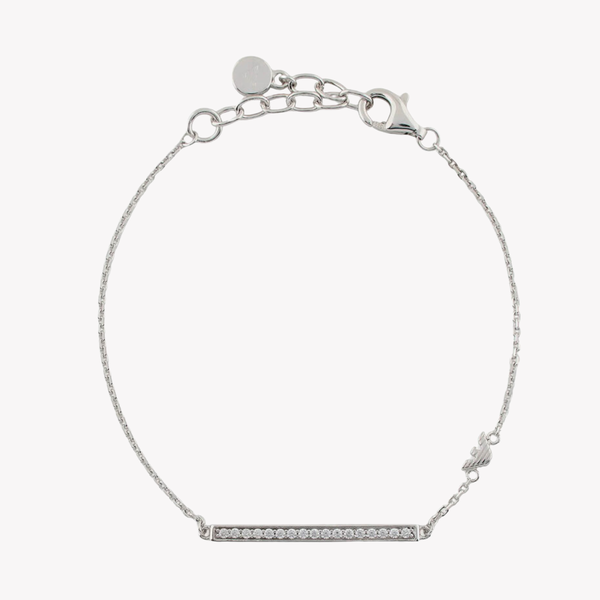 Emporio Armani Women's Silver Bracelet, Sterling Silver Crystal ID Bar | EG3592040
