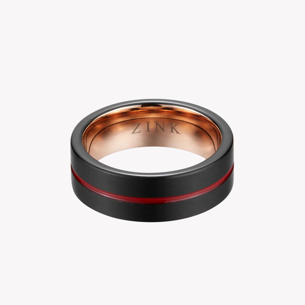 Zink Men's Black & Red Stainless Steel & Tungsten Ring | Zjrg031tbr