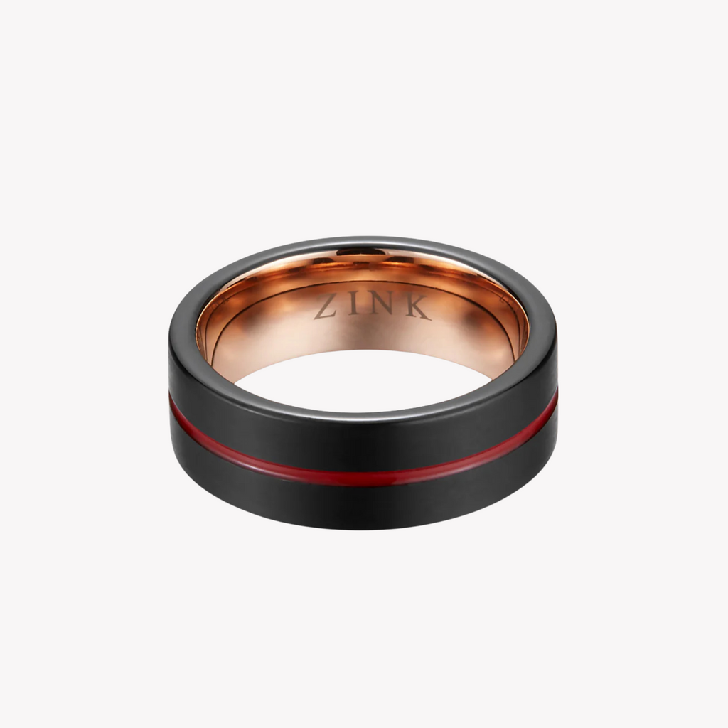 Zink Men's Black & Red Stainless Steel & Tungsten Ring | Zjrg031tbr