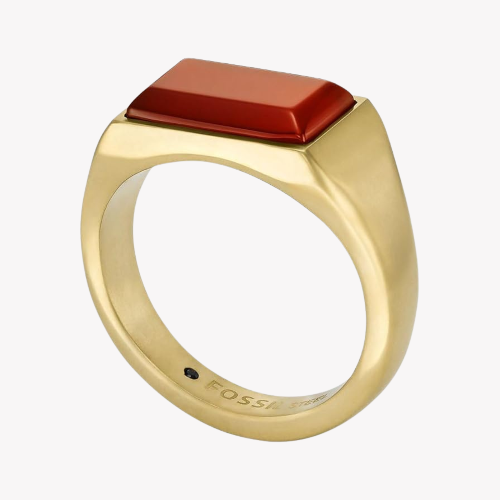 Fossil Jewels Men's Gold Ring, Red Agate Centerpiece | JF04605710512