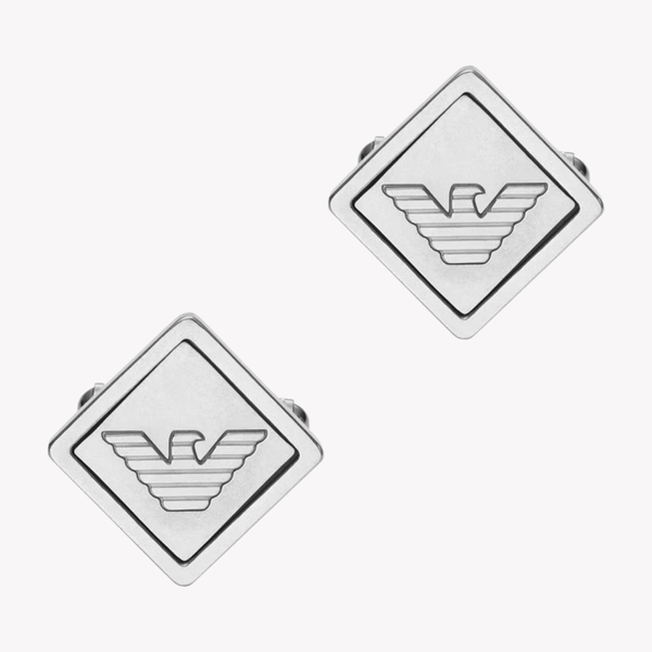 Emporio Armani Men's Silver Cufflinks, Eagle Logo Detail | EGS3072040