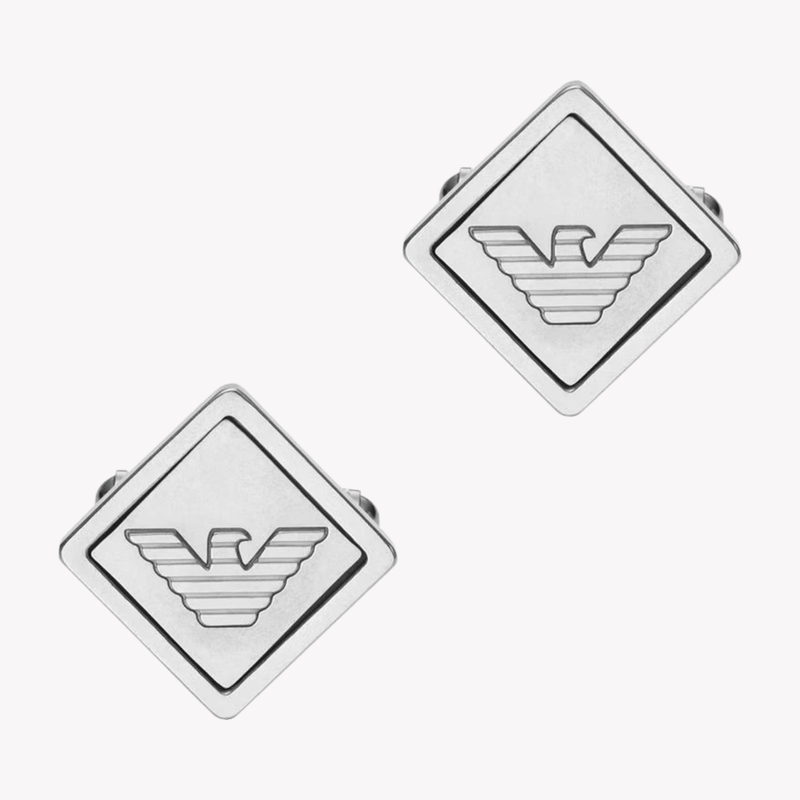 Emporio Armani Men's Silver Cufflinks, Eagle Logo Detail | EGS3072040