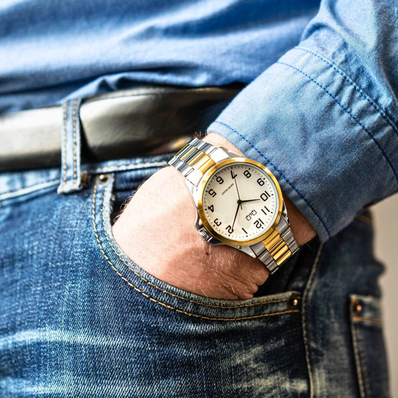 Q&Q Men's Silver Watch, White Dial | C36A-017PY