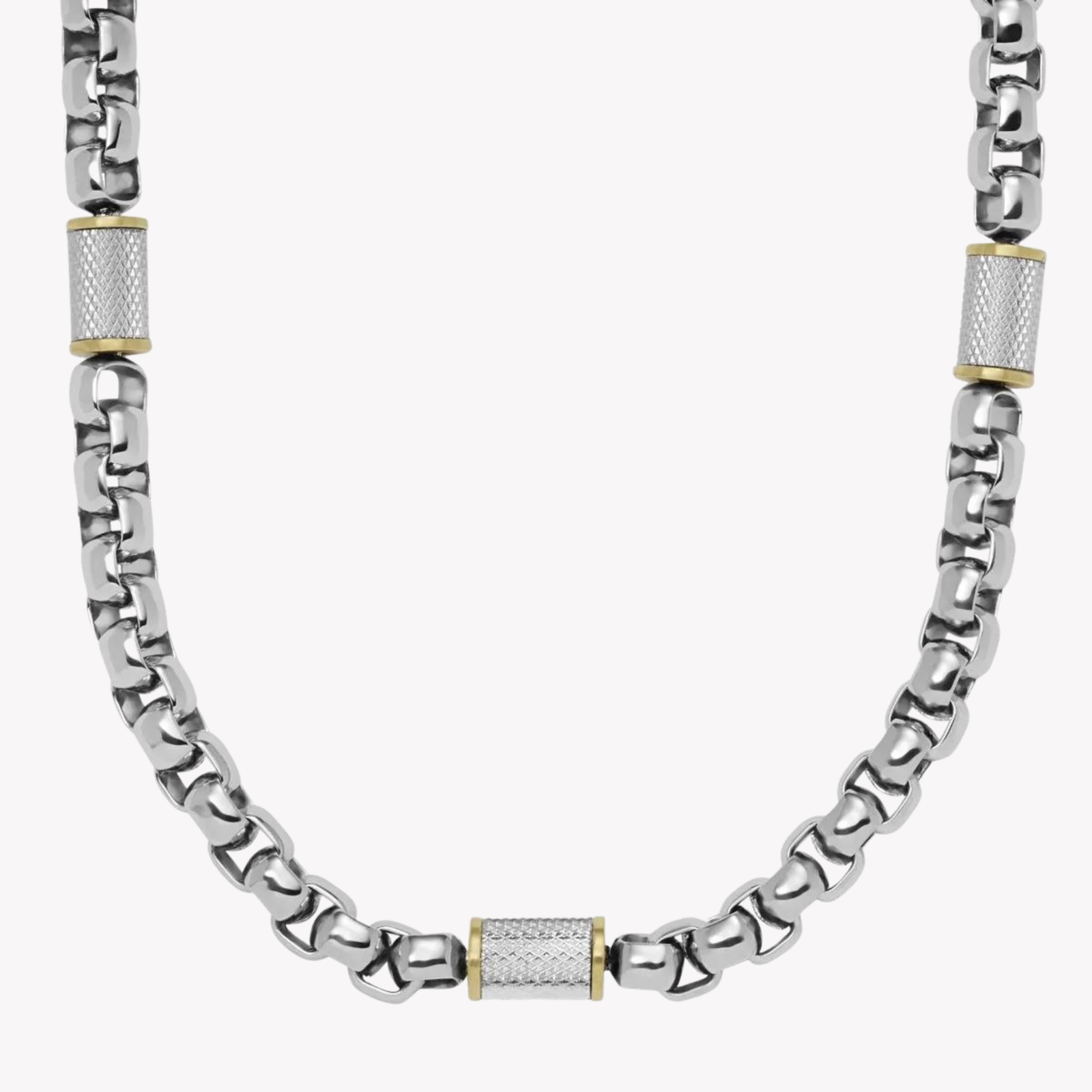 Fossil Men's Silver & Gold Necklace, Two-Tone Chain | JF04145998
