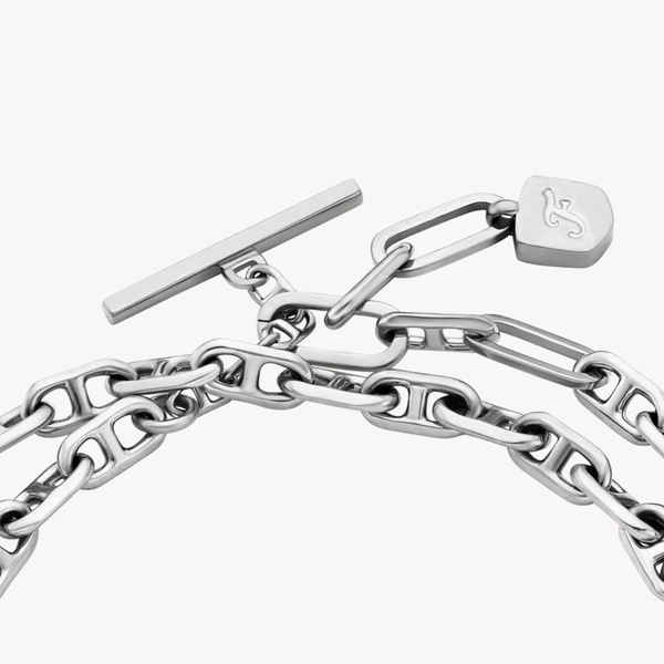Fossil Women's Silver Bracelet, Double-Wrap Chain | JA7245040