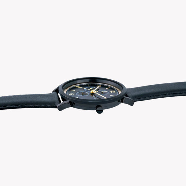 Pierre Cardin Men's Black Leather Watch, Stainless Steel | Cpi.2079