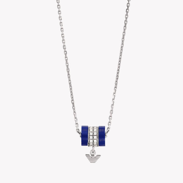 Emporio Armani Women's Silver Necklace, Lapis Lazuli Pendant | EG3570040