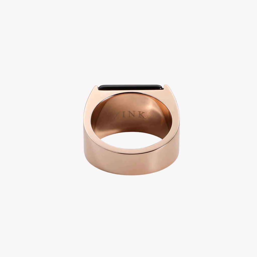 Zink Men's Rose Gold & Black Stainless Steel Ring | Zjrg039rg