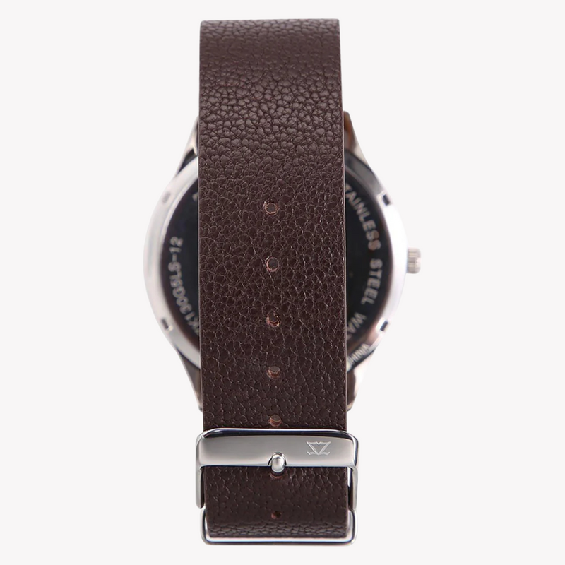 Zink Men's Silver & Brown Leather Watch | Zk130g5ls-12s by i-watch
