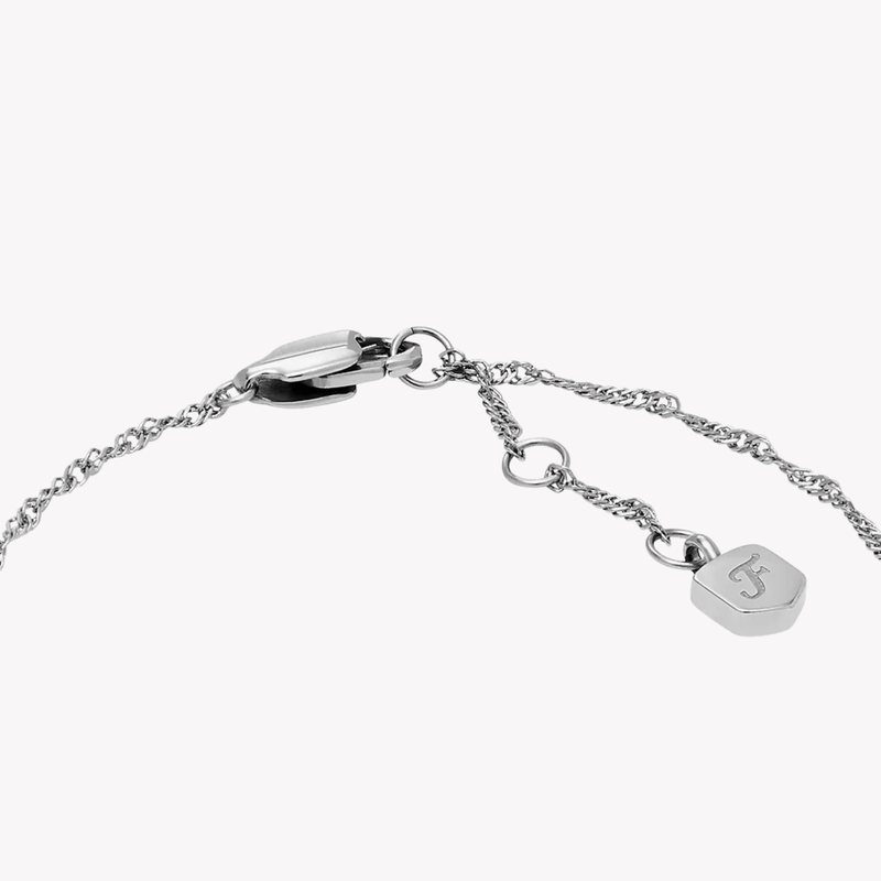 Fossil Women's Silver Bracelet, Rotating Heart Charm | JF04837040