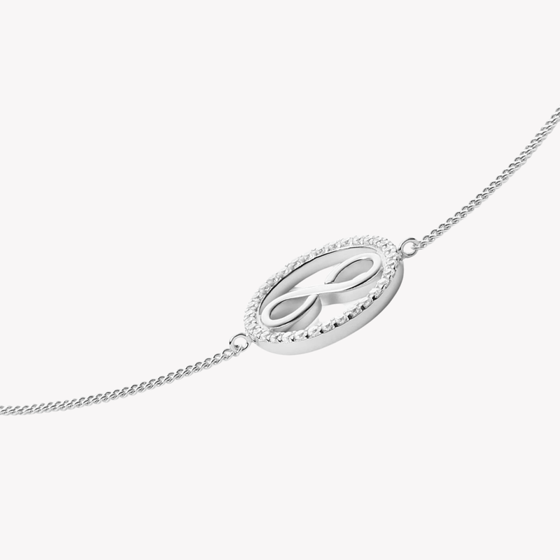 Fossil Women's Silver Bracelet, Cubic Zirconia Infinity Pendant | JFS00522040