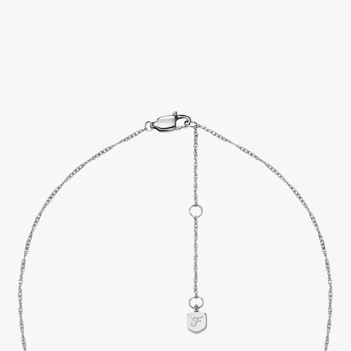 Fossil Women's Silver Necklace, Rotating Heart Pendant | JF04836040
