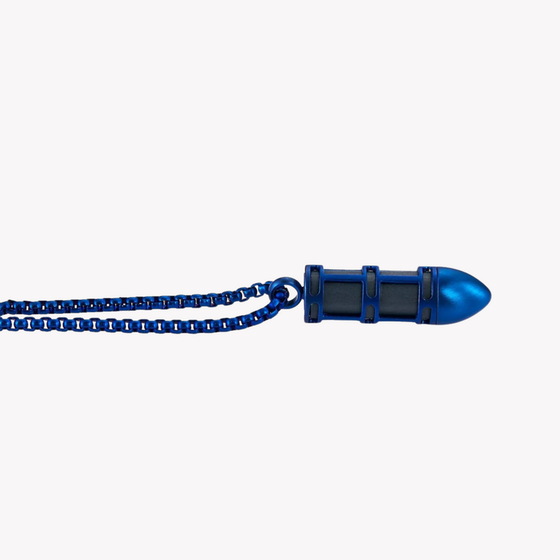 Zink Men's Necklace - Blue Stainless Steel & Carbon Fiber | Zjpd021sbl by i-watch