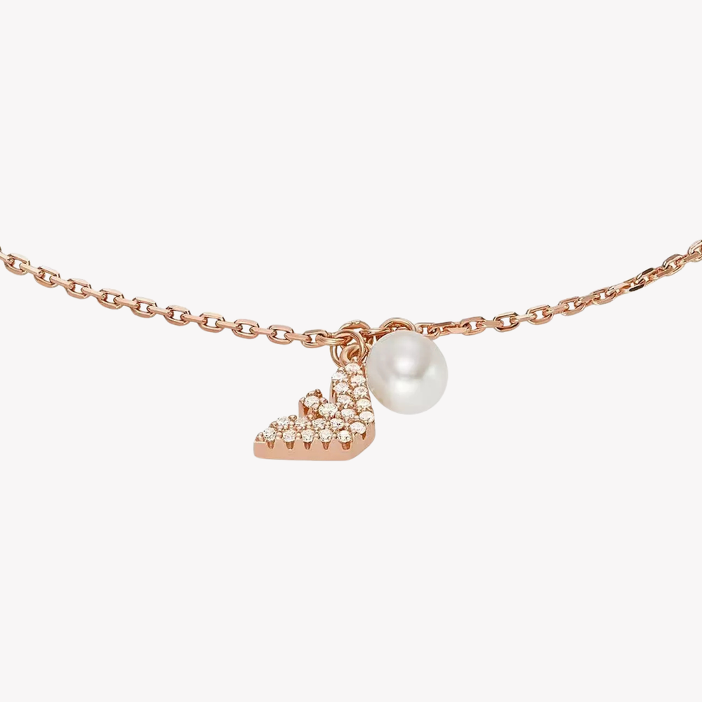 Emporio Armani Women's Rose Gold Bracelet, Mother of Pearl Logo | EG3575221