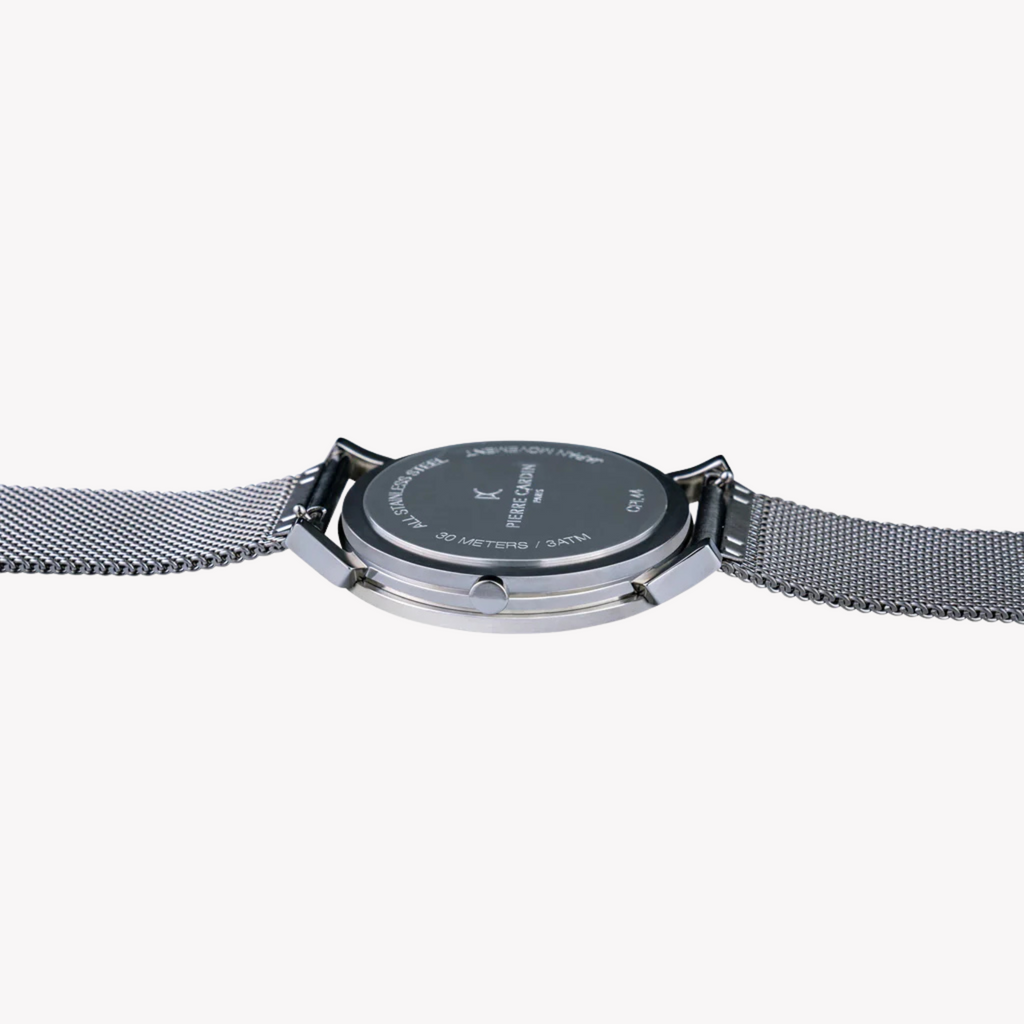 PIERRE CARDIN CPI.2028 STILVOLLE HERRENUHR – LUXUS-SILBERGEHÄUSE UND BLAUES ZIFFERBLATT